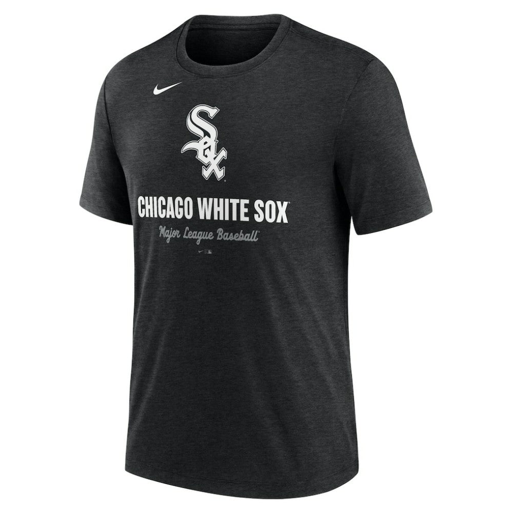 Chicago White Sox Nike Logo Tri-Blend T-Shirt - Heather Black - Nike Lifestyle