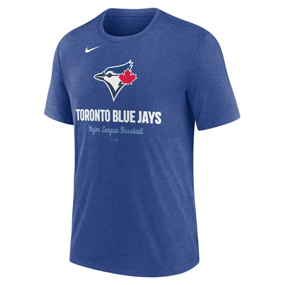 Toronto Blue Jays Nike Logo Tri-Blend T-Shirt - Heather Royal - Nike Lifestyle