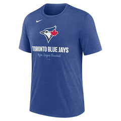 Toronto Blue Jays Nike Logo Tri-Blend T-Shirt - Heather Royal - Nike Lifestyle