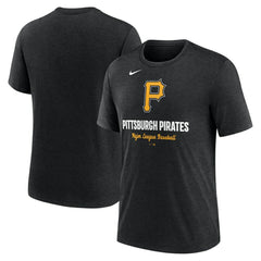 Pittsburgh Pirates Nike Logo Tri-Blend T-Shirt - Heather Black - Nike Online