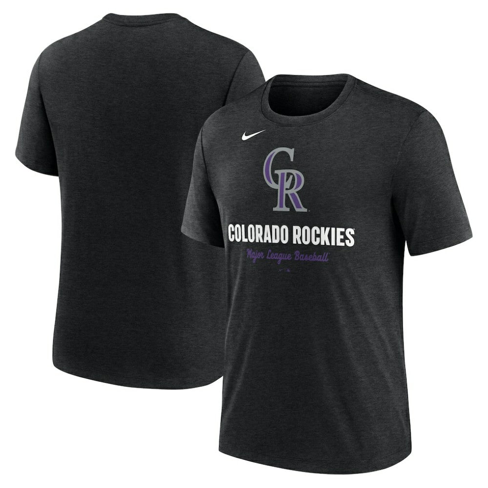 Colorado Rockies Nike Logo Tri-Blend T-Shirt - Heather Black - Nike Online
