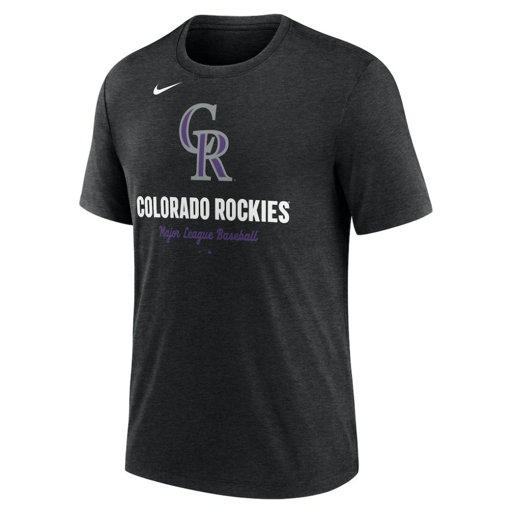 Colorado Rockies Nike Logo Tri-Blend T-Shirt - Heather Black - Nike Online