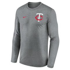 Minnesota Twins Nike 2-Hit Legend Dri-FIT Long Sleeve T-Shirt - Heather Charcoal - Nike Lifestyle