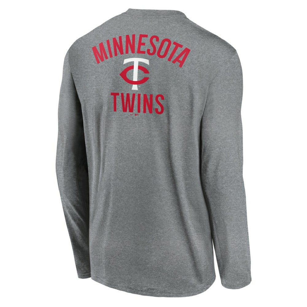 Minnesota Twins Nike 2-Hit Legend Dri-FIT Long Sleeve T-Shirt - Heather Charcoal - Nike Lifestyle