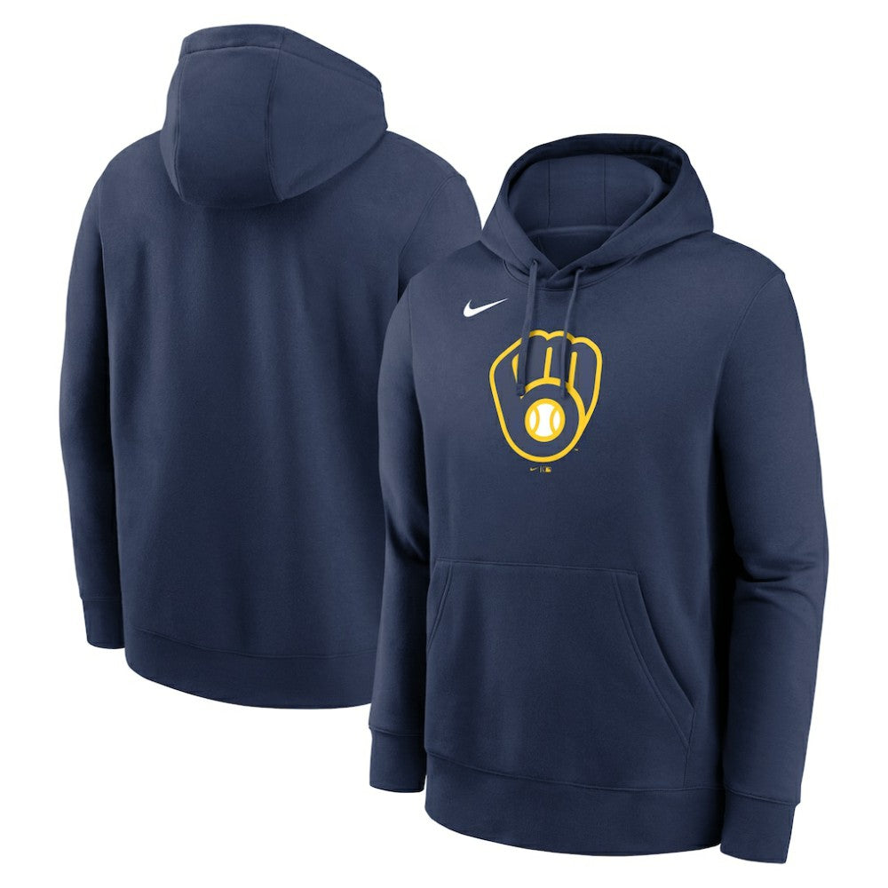 Milwaukee Brewers Nike Logo Club Fleece Hoodie - Navy - Nike Lifestyle