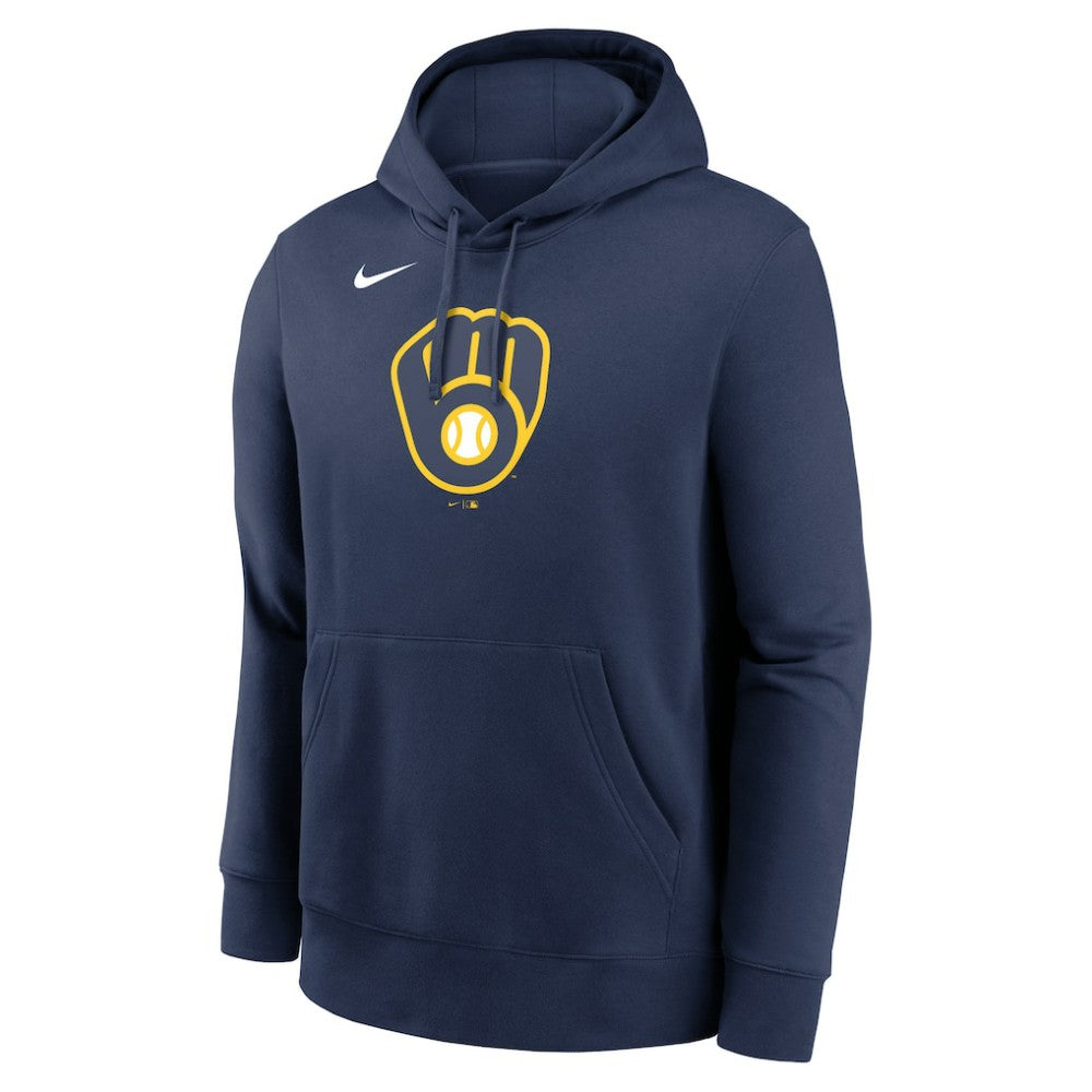 Milwaukee Brewers Nike Logo Club Fleece Hoodie - Navy - Nike Lifestyle