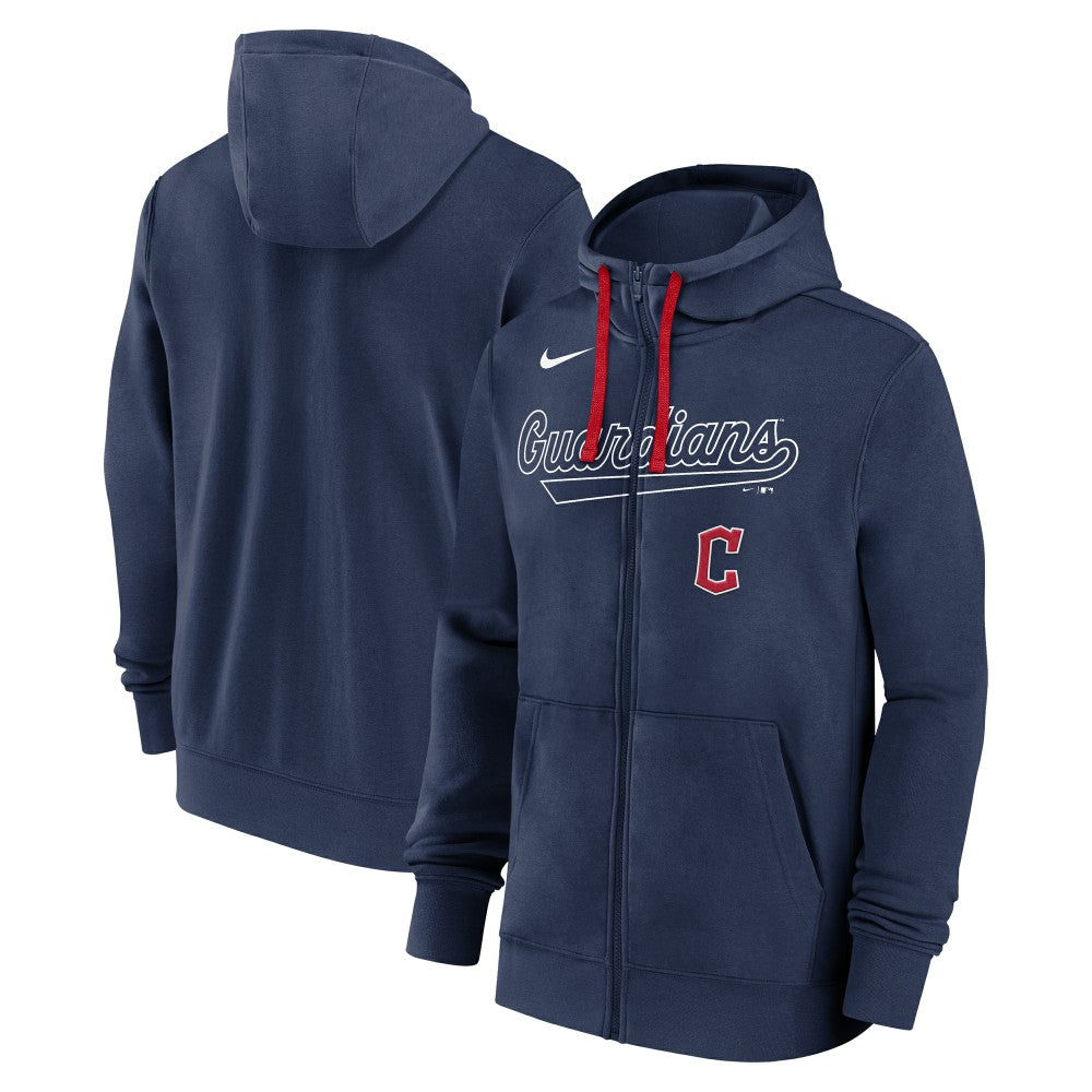 Cleveland Guardians Nike Knockout Script Full-Zip Hoodie - Navy - Nike Lifestyle