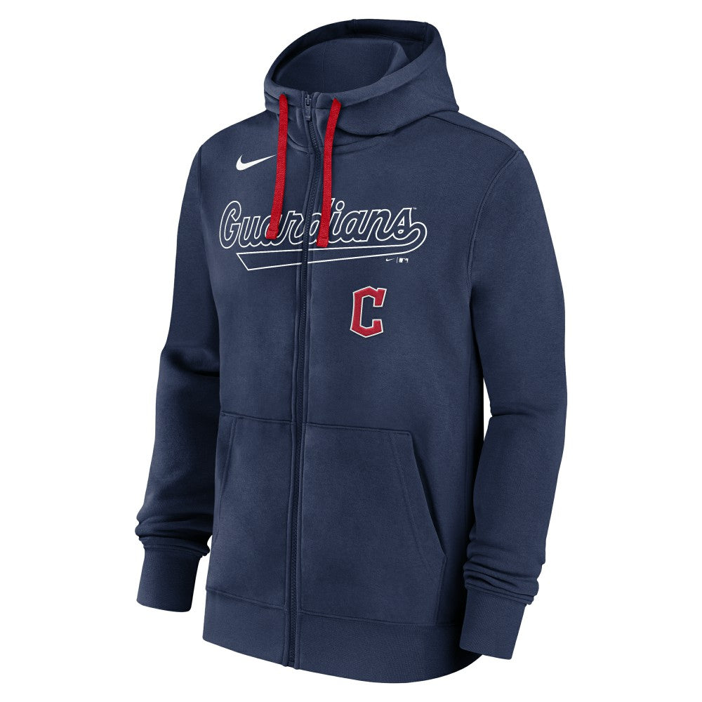 Cleveland Guardians Nike Knockout Script Full-Zip Hoodie - Navy - Nike Lifestyle