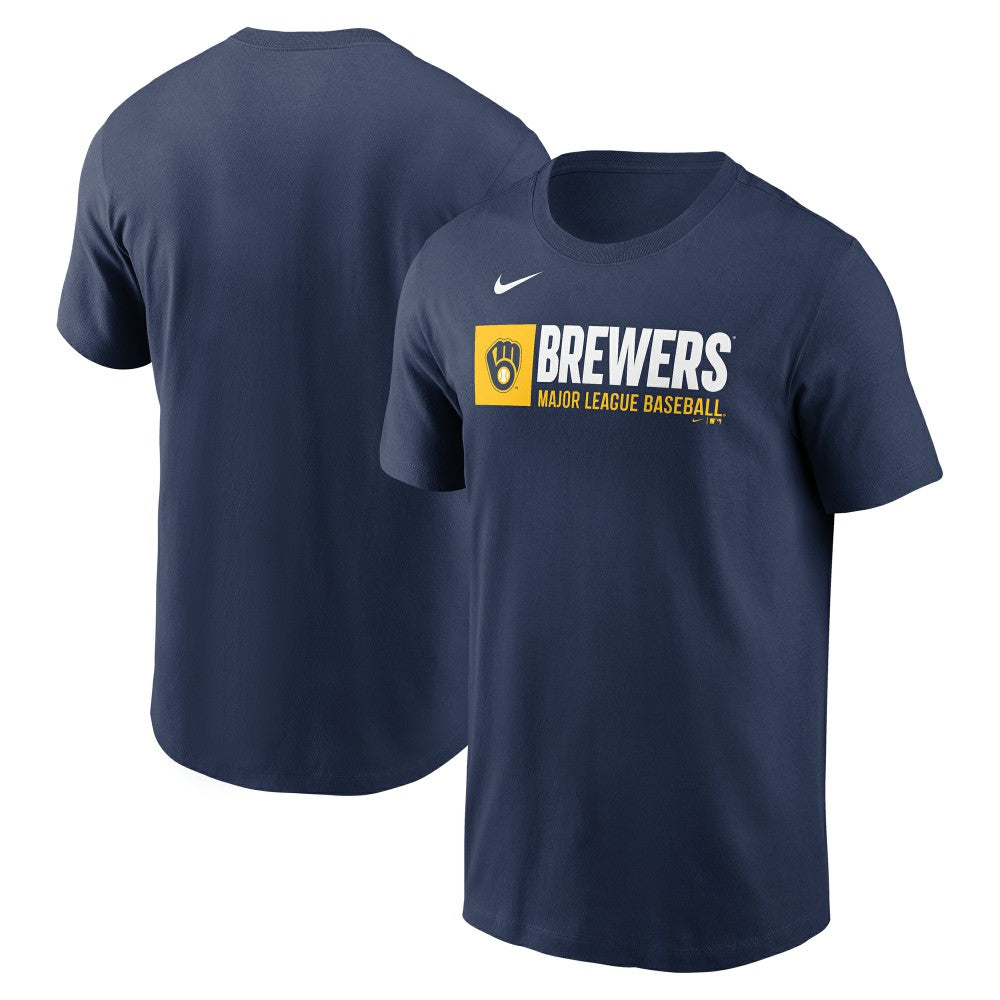 Milwaukee Brewers Nike Team Block T-Shirt - Navy - Nike Online
