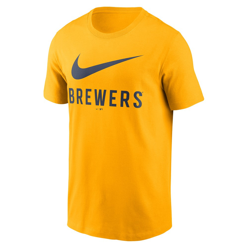 Milwaukee Brewers Nike Swoosh T-Shirt - Gold - Nike Lifestyle