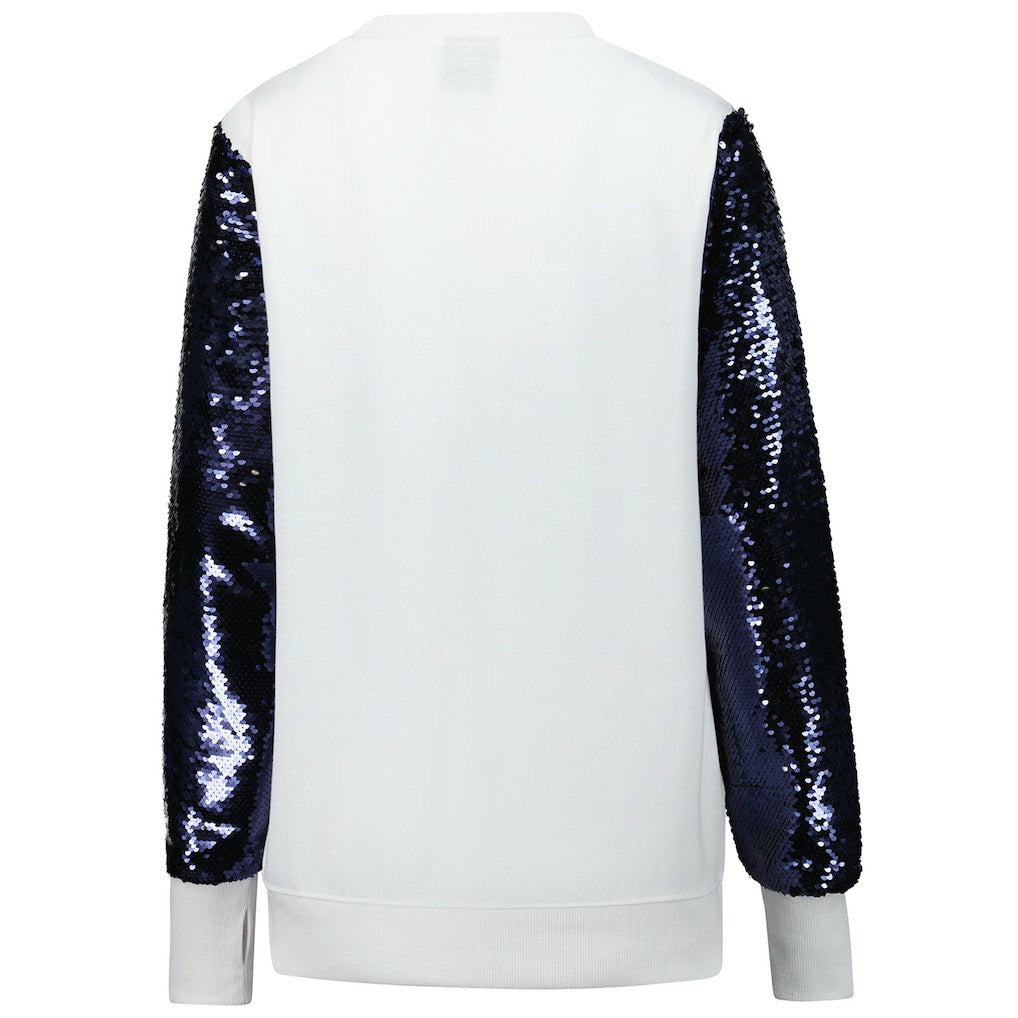 Dallas Cowboys Cuce Women's Sequin Sleeve V-Neck Pullover Sweatshirt- White