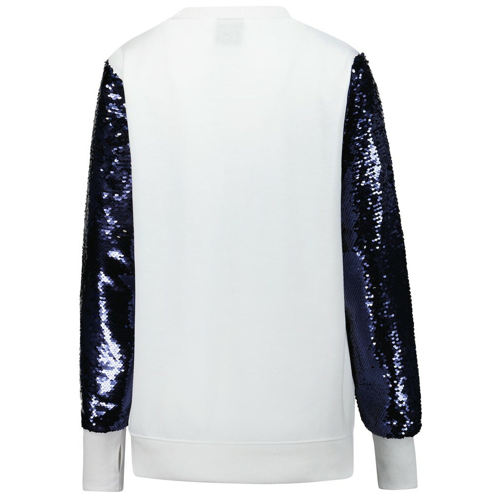 Dallas Cowboys Cuce Women's Sequin Sleeve V-Neck Pullover Sweatshirt- White
