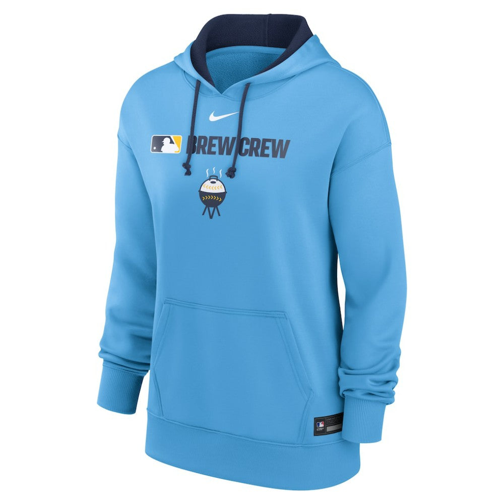 Milwaukee Brewers Nike Women's City Connect Authentic Collection Therma-FIT Hoodie - Powder Blue - Nike Discount
