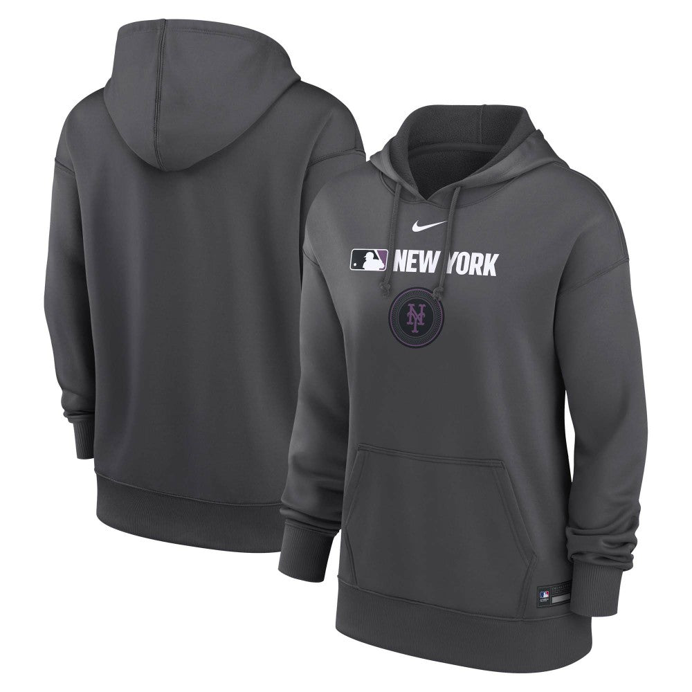 New York Mets Nike Women's City Connect Authentic Collection Therma-FIT Hoodie - Anthracite - Nike on Sale