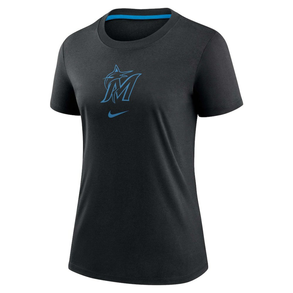 Miami Marlins Nike Women's Authentic Collection Early Work Tri-Blend T-Shirt - Black - Nike Sale