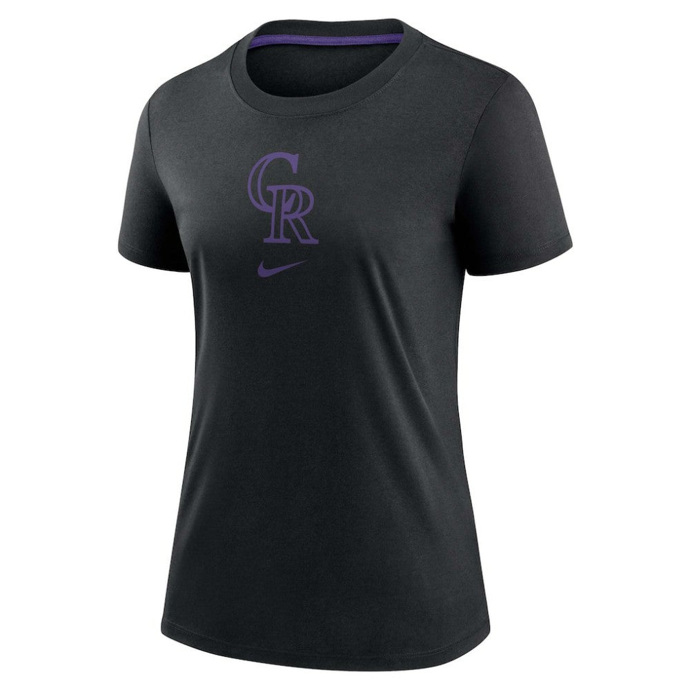 Colorado Rockies Nike Women's Authentic Collection Early Work Tri-Blend T-Shirt - Black - Nike Lifestyle