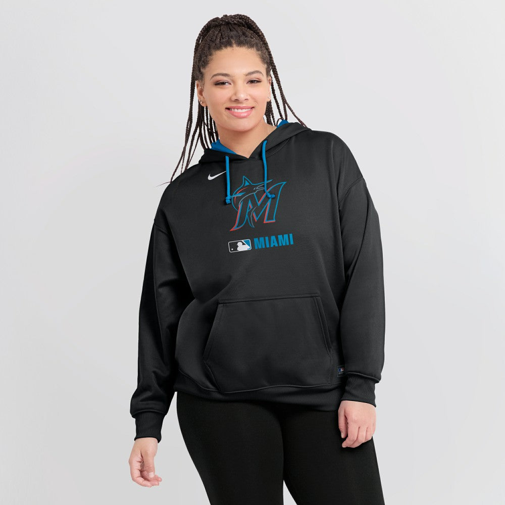 Miami Marlins Nike Women's Authentic Collection Therma-FIT Hoodie - Black - Nike Discount