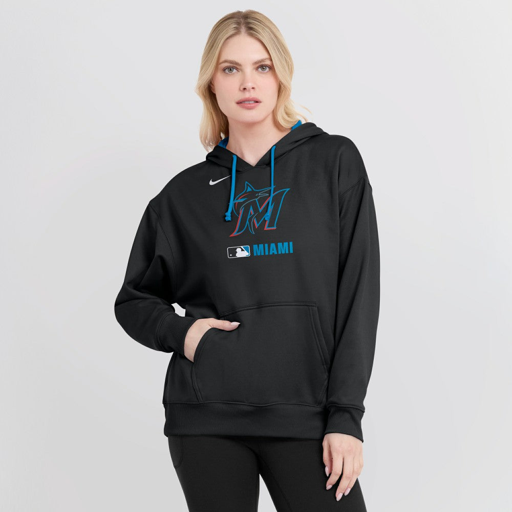 Miami Marlins Nike Women's Authentic Collection Therma-FIT Hoodie - Black - Nike Discount