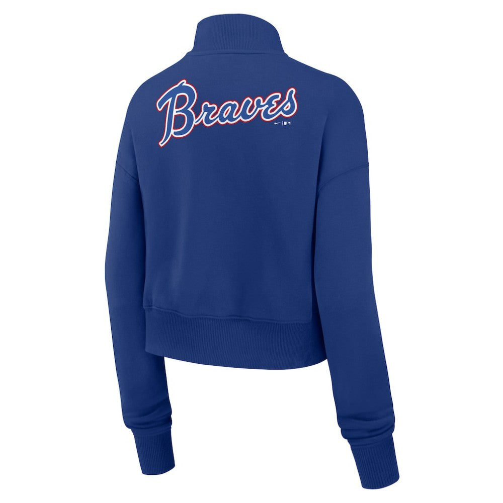 Atlanta Braves Nike Women's Cooperstown Collection Phoenix Fleece Half-Zip Sweatshirt - Royal - Nike Sale