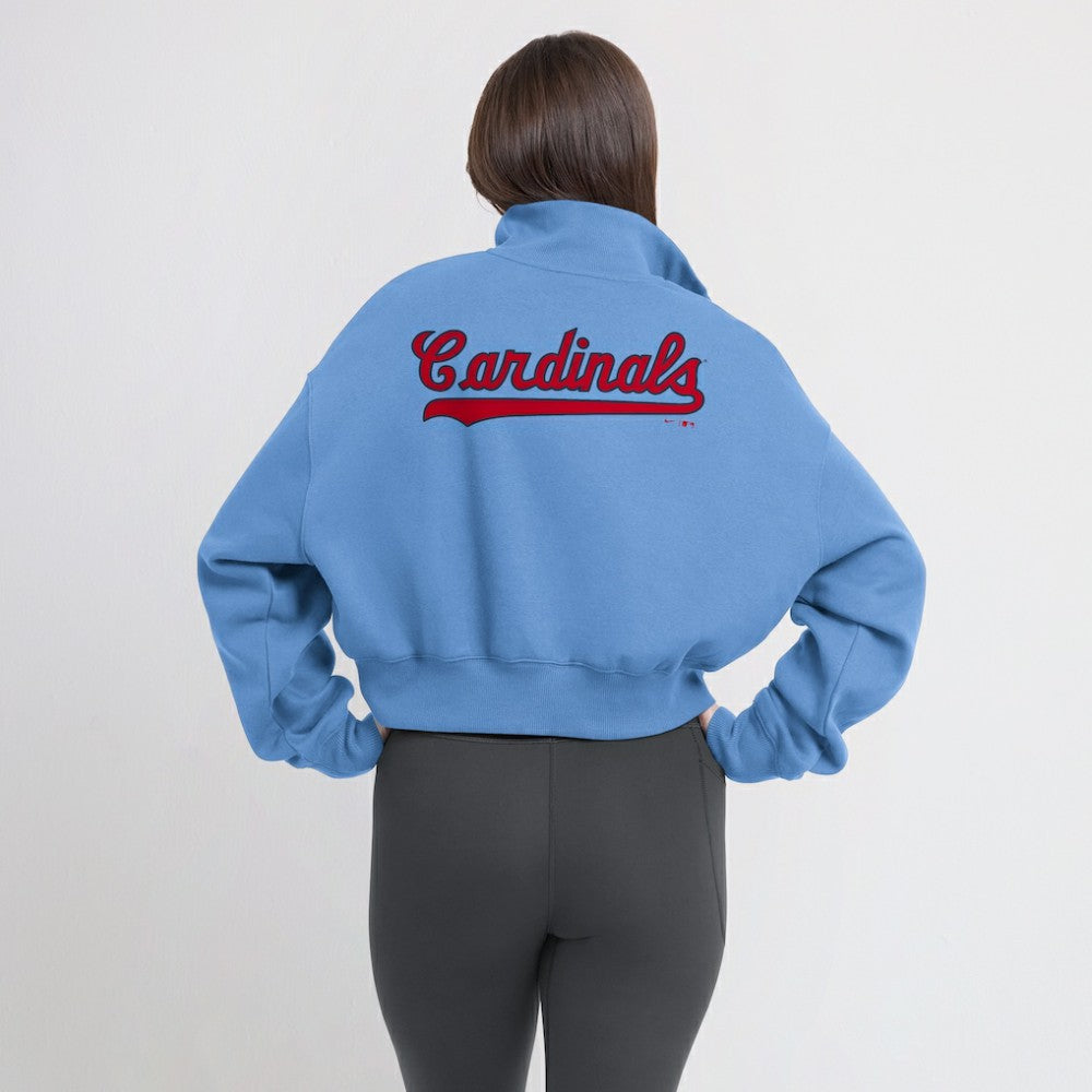 St. Louis Cardinals Nike Women's Cooperstown Collection Phoenix Fleece Half-Zip Sweatshirt - Light Blue - Nike Sale