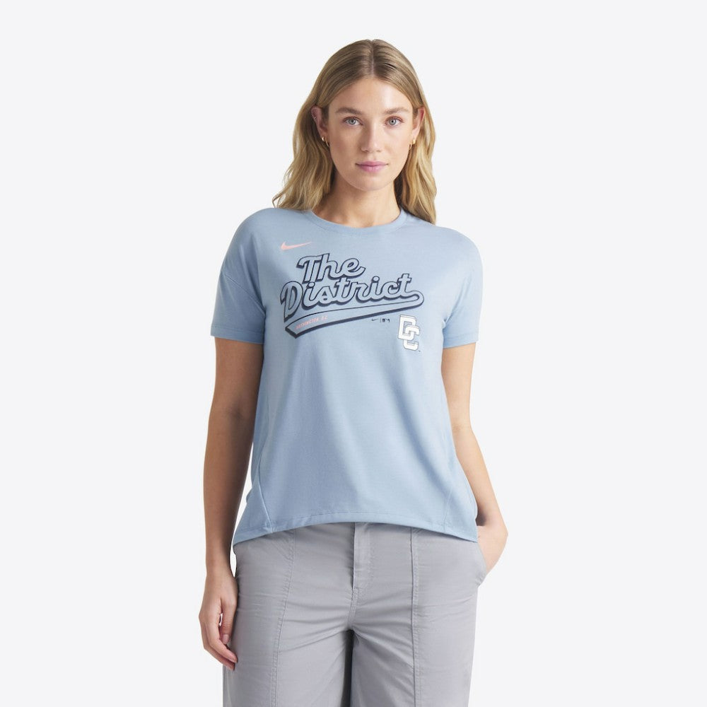 Washington Nationals Nike Women's 2025 City Connect Flowy Fashion Tri-Blend Dri-FIT T-Shirt - Blue - Nike Discount