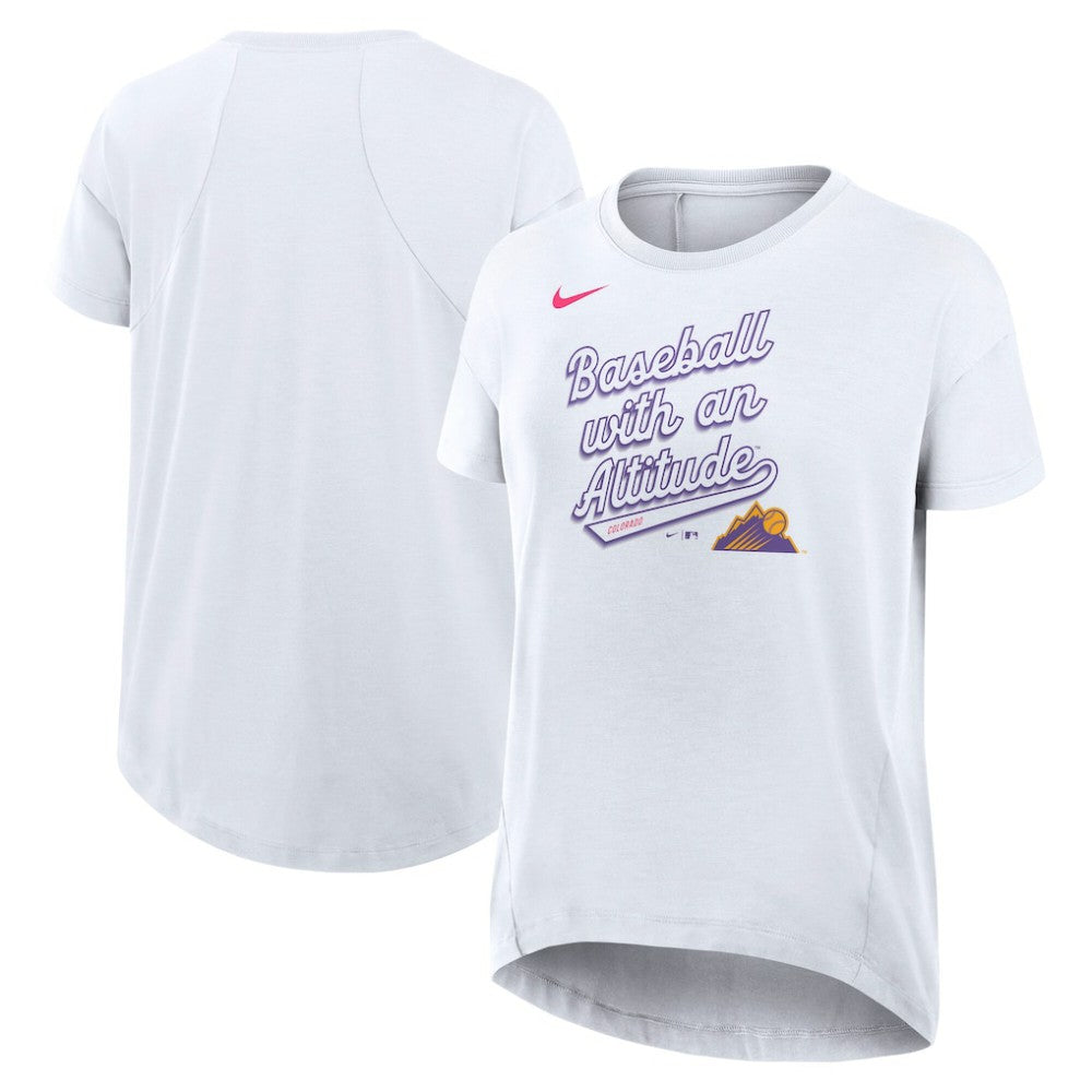 Colorado Rockies Nike Women's 2025 City Connect Flowy Fashion Tri-Blend Dri-FIT T-Shirt - White - Nike Sale