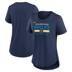 Philadelphia Phillies Nike Women's City Connect Lockup Tri-Blend T-Shirt - Navy - Nike Discount