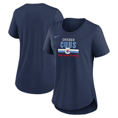 Chicago Cubs Nike Women's City Connect Lockup Tri-Blend T-Shirt - Navy - Nike Lifestyle
