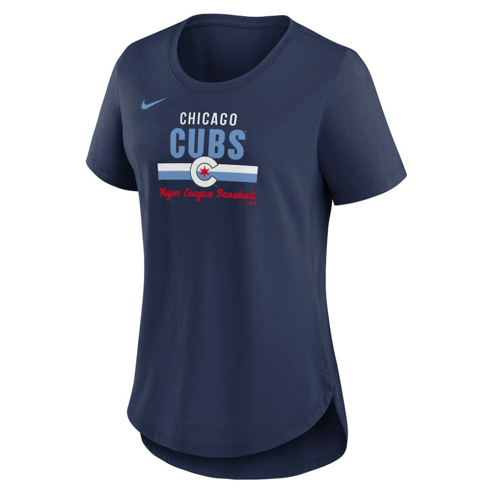 Chicago Cubs Nike Women's City Connect Lockup Tri-Blend T-Shirt - Navy - Nike Lifestyle