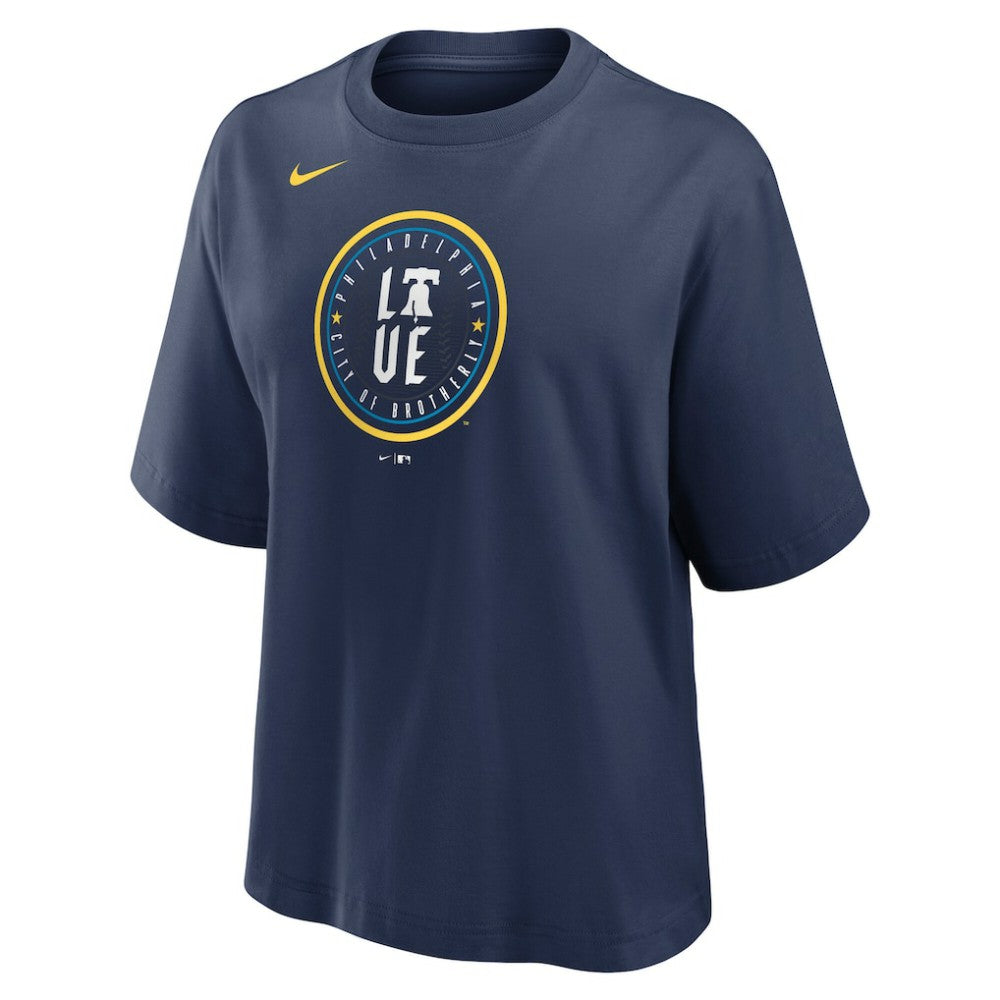 Philadelphia Phillies Nike Women's City Connect Logo Boxy T-Shirt - Navy - Nike on Sale