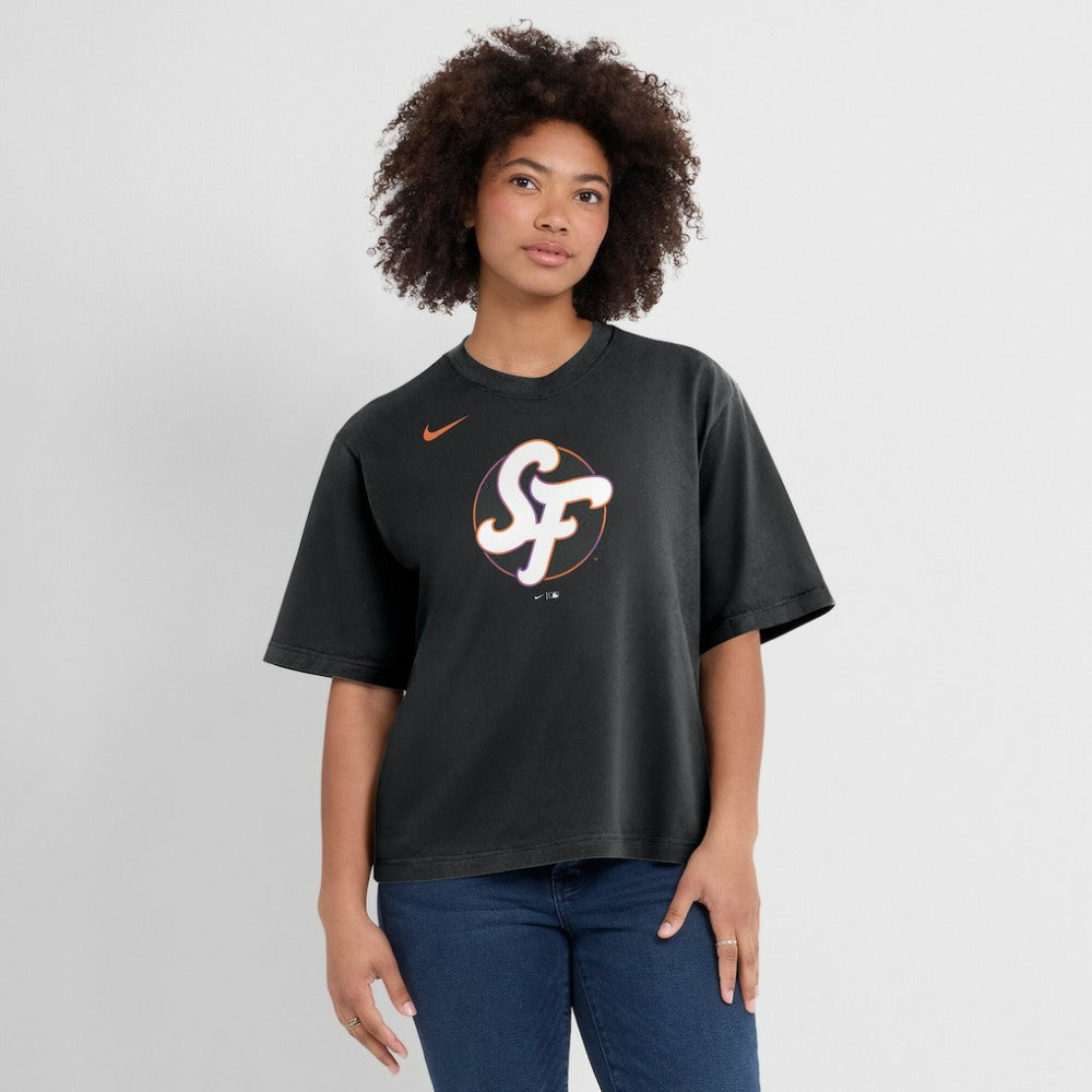 San Francisco Giants Nike Women's 2025 City Connect Logo Boxy T-Shirt - Black - Nike on Sale