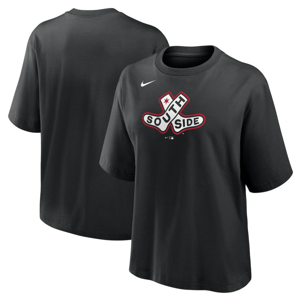 Chicago White Sox Nike Women's 2025 City Connect Logo Boxy T-Shirt - Black - Nike on Sale