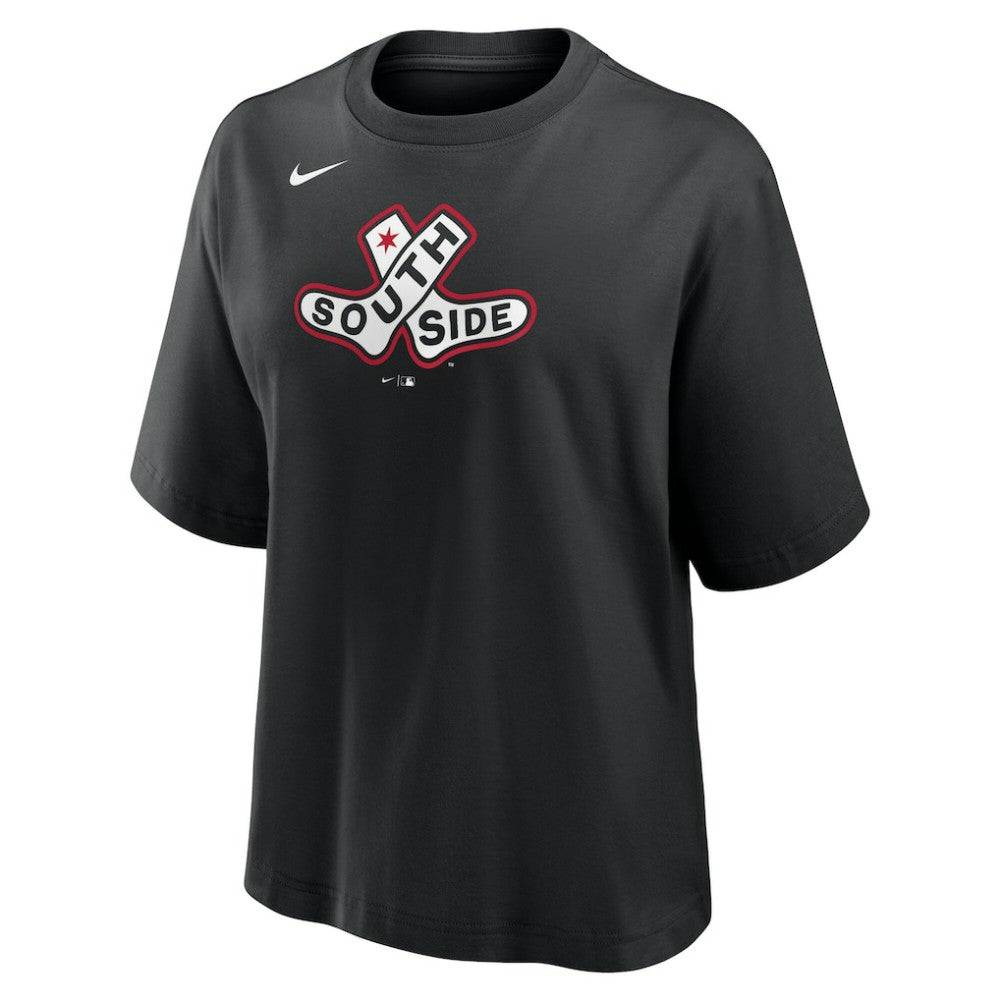 Chicago White Sox Nike Women's 2025 City Connect Logo Boxy T-Shirt - Black - Nike on Sale