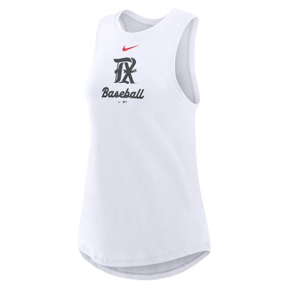Texas Rangers Nike Women's City Connect Tricode High Neck Dri-FIT Tank Top - White - Nike Lifestyle