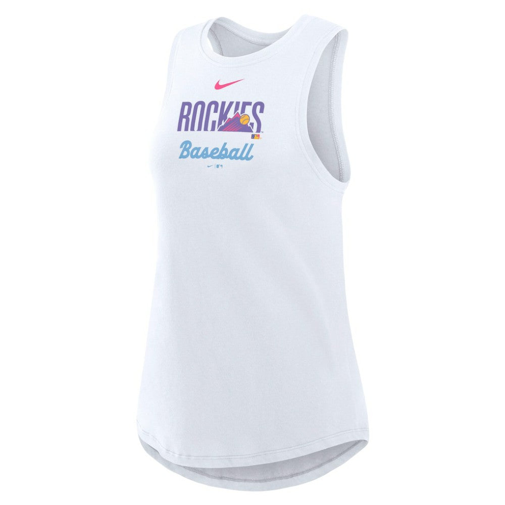 Colorado Rockies Nike Women's City Connect Tricode High Neck Dri-FIT Tank Top - White - Nike on Sale