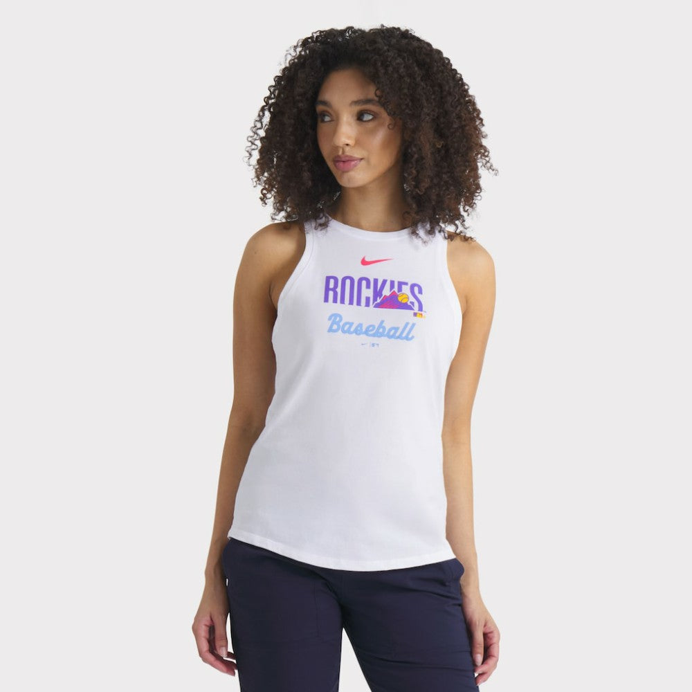 Colorado Rockies Nike Women's City Connect Tricode High Neck Dri-FIT Tank Top - White - Nike on Sale