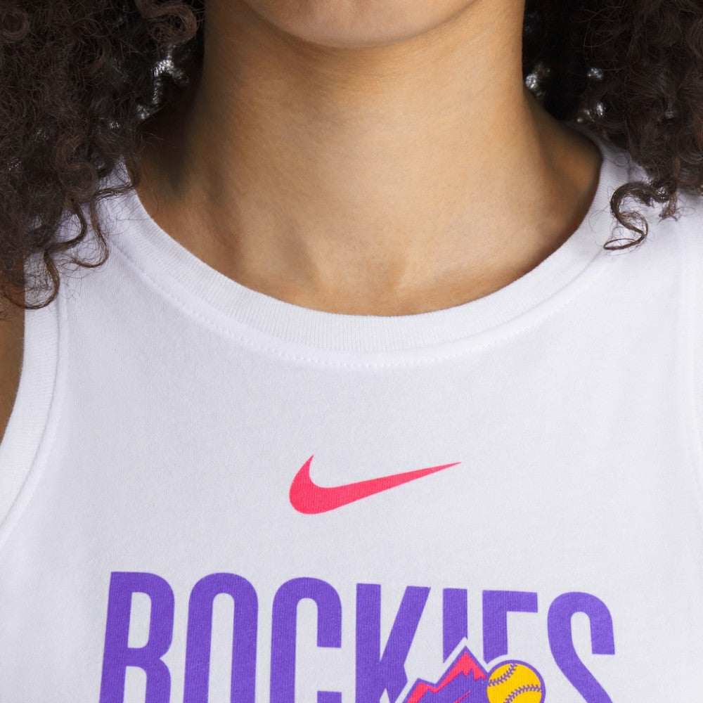 Colorado Rockies Nike Women's City Connect Tricode High Neck Dri-FIT Tank Top - White - Nike on Sale