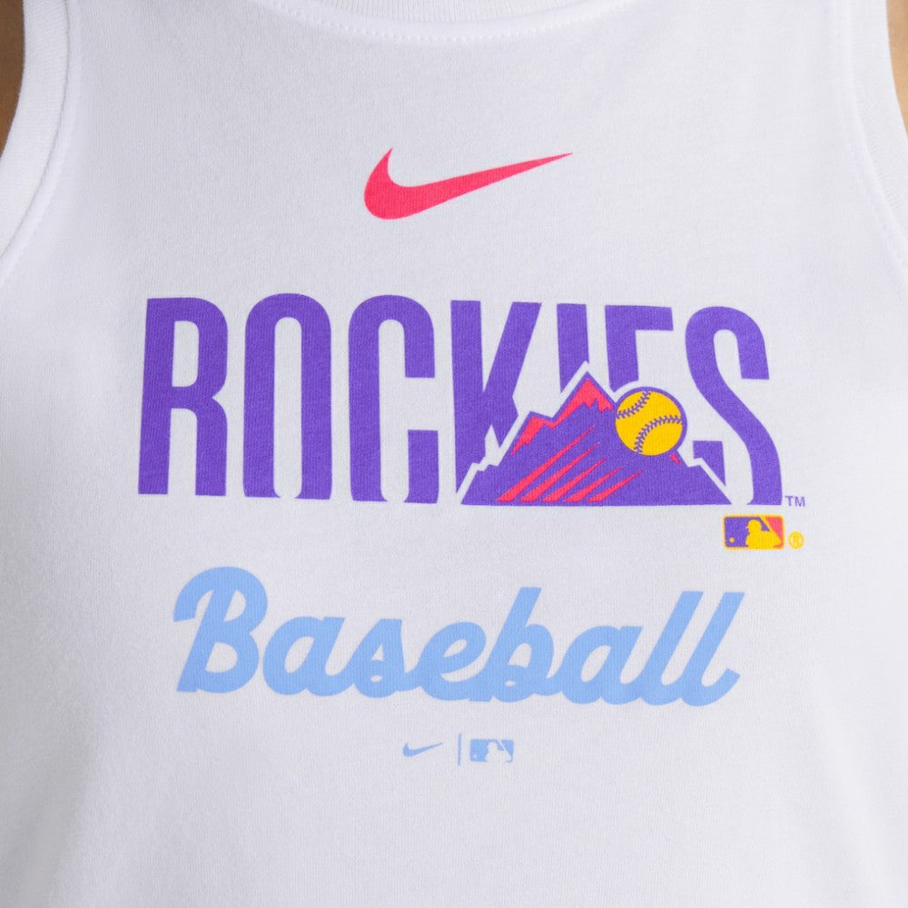 Colorado Rockies Nike Women's City Connect Tricode High Neck Dri-FIT Tank Top - White - Nike on Sale