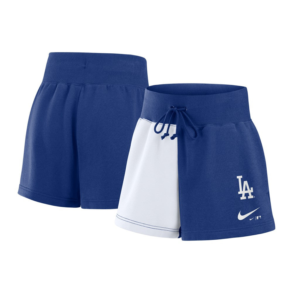 Los Angeles Dodgers Nike Women's Color-Block Phoenix Fleece Lounge Shorts - Royal/White - Nike Lifestyle