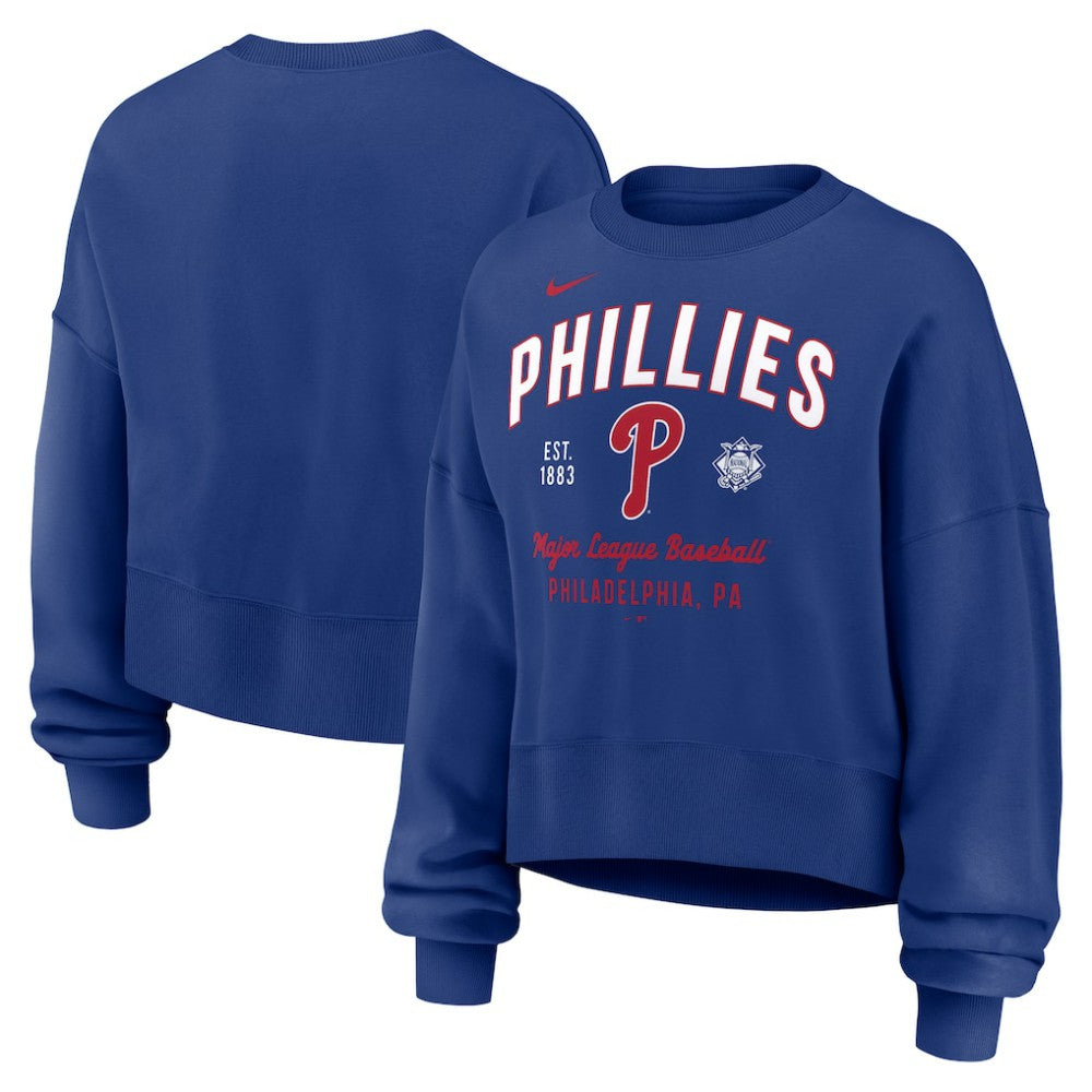 Philadelphia Phillies Nike Women's Oversized High Hip Pullover Sweatshirt - Royal - Nike Online