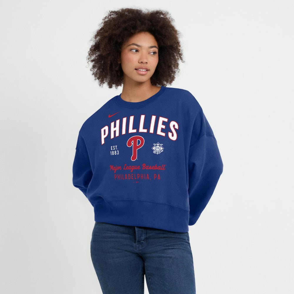 Philadelphia Phillies Nike Women's Oversized High Hip Pullover Sweatshirt - Royal - Nike Online