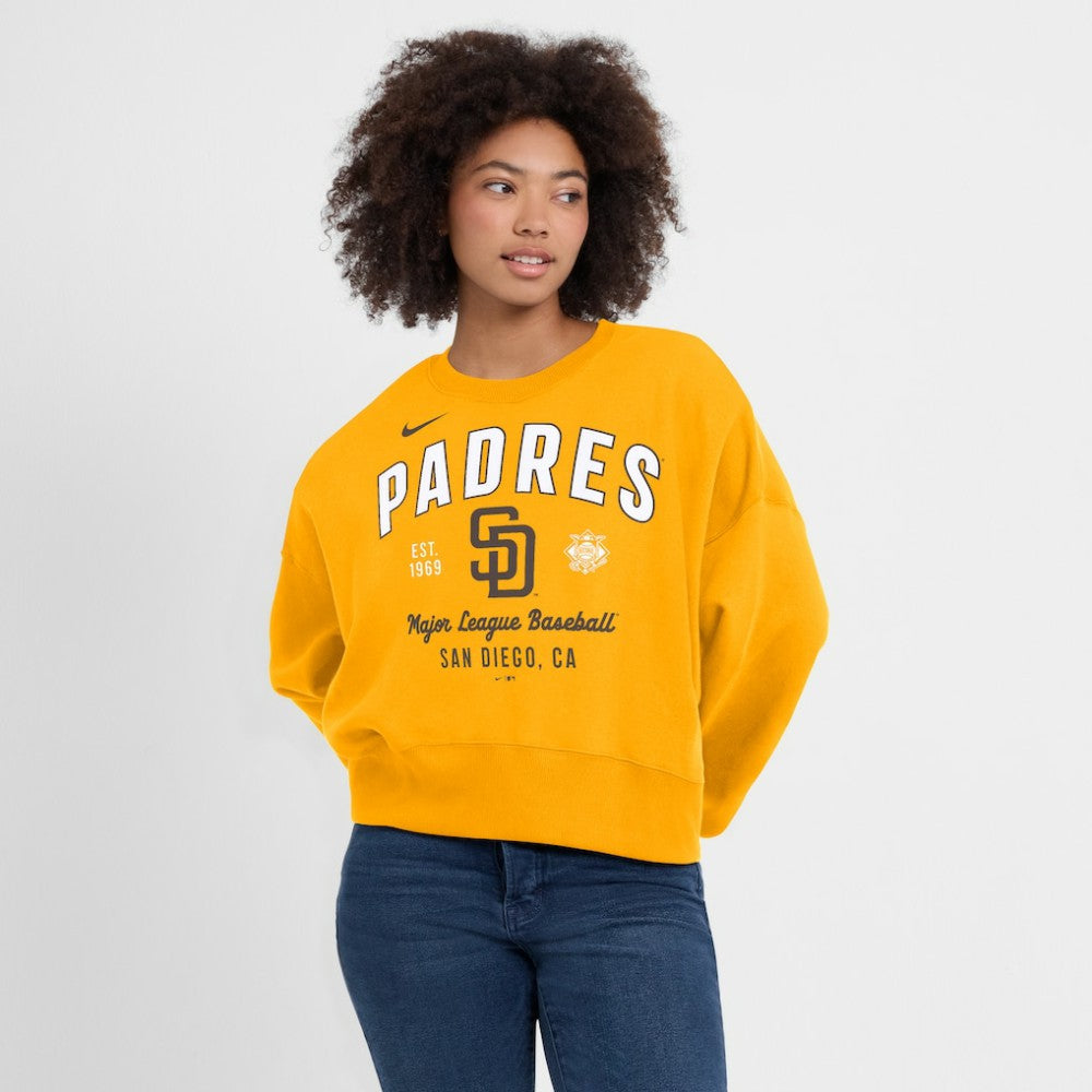 San Diego Padres Nike Women's Oversized High Hip Pullover Sweatshirt - Gold - Nike Sale