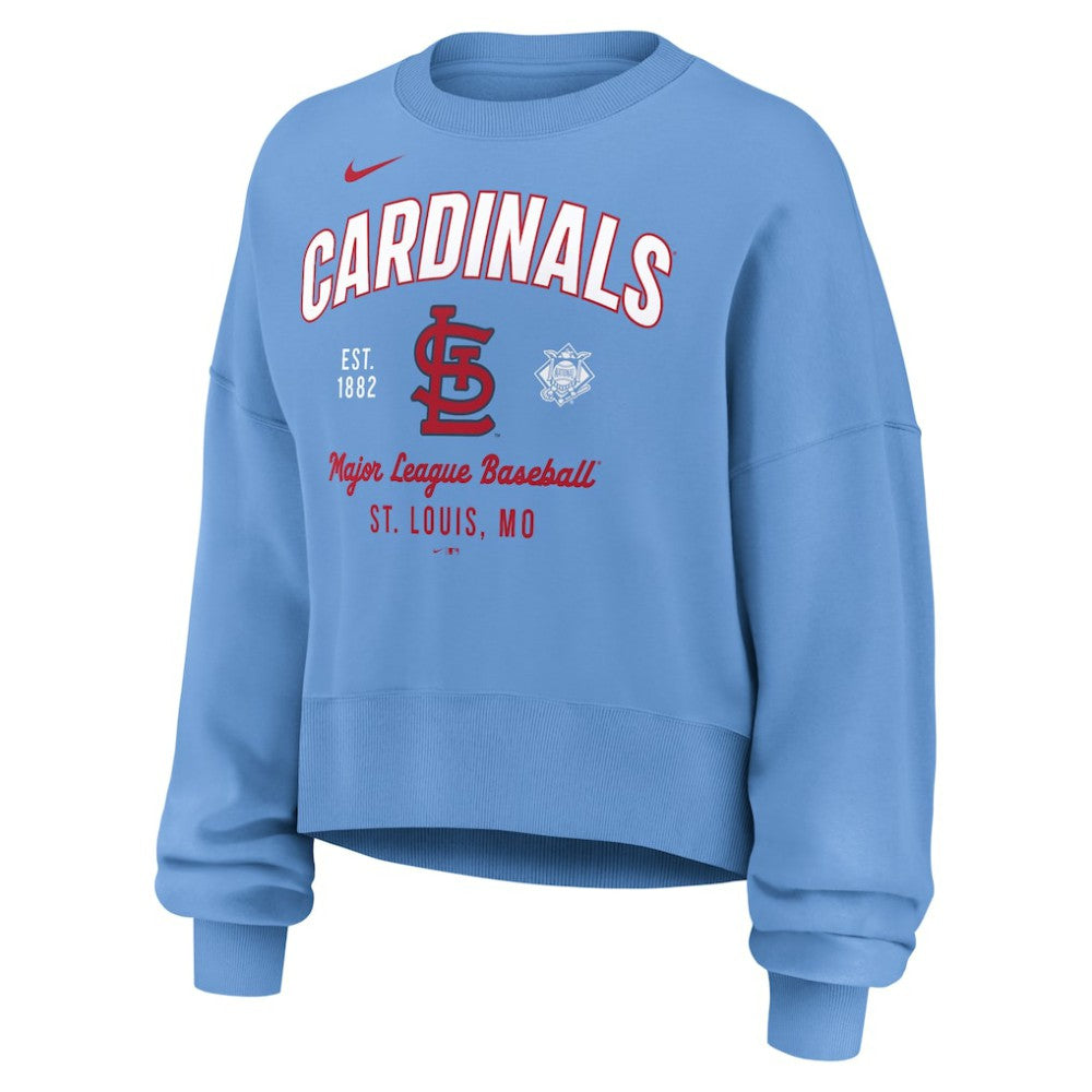 St. Louis Cardinals Nike Women's Oversized High Hip Pullover Sweatshirt - Light Blue - Nike on Sale