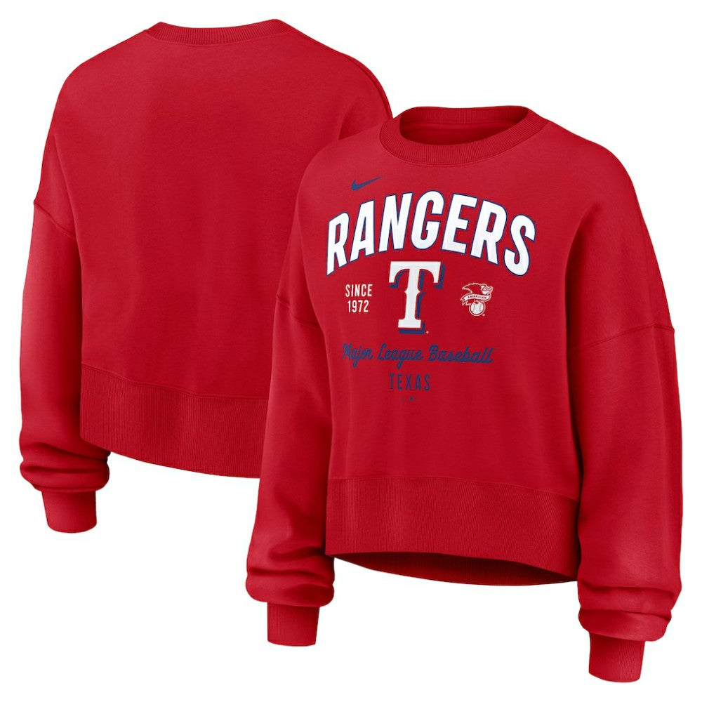 Texas Rangers Nike Women's Oversized High Hip Pullover Sweatshirt - Red - Nike Discount