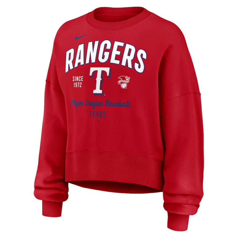 Texas Rangers Nike Women's Oversized High Hip Pullover Sweatshirt - Red - Nike Discount
