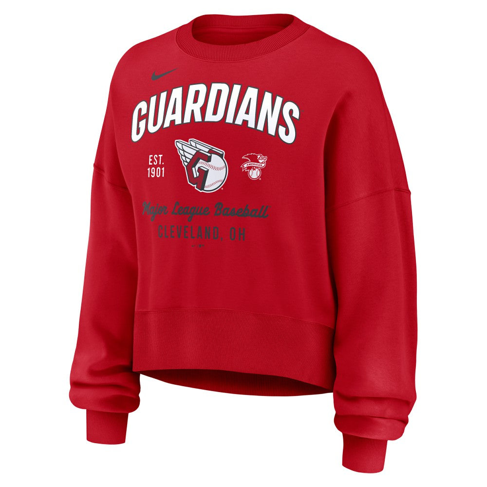 Cleveland Guardians Nike Women's Oversized High Hip Pullover Sweatshirt - Red - Nike on Sale