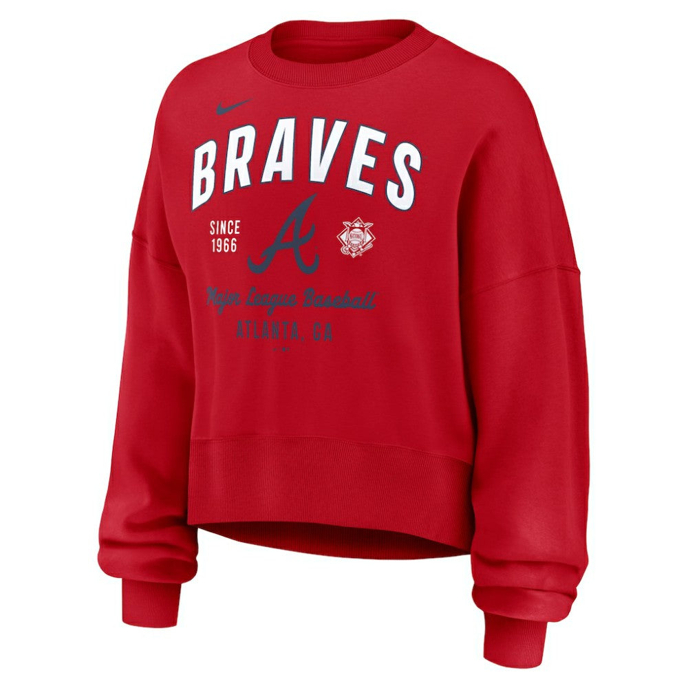 Atlanta Braves Nike Women's Oversized High Hip Pullover Sweatshirt - Red - Nike on Sale