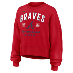 Atlanta Braves Nike Women's Oversized High Hip Pullover Sweatshirt - Red - Nike on Sale