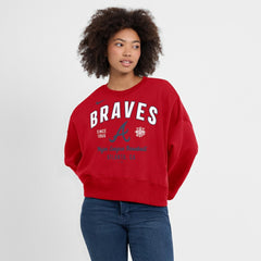 Atlanta Braves Nike Women's Oversized High Hip Pullover Sweatshirt - Red - Nike on Sale