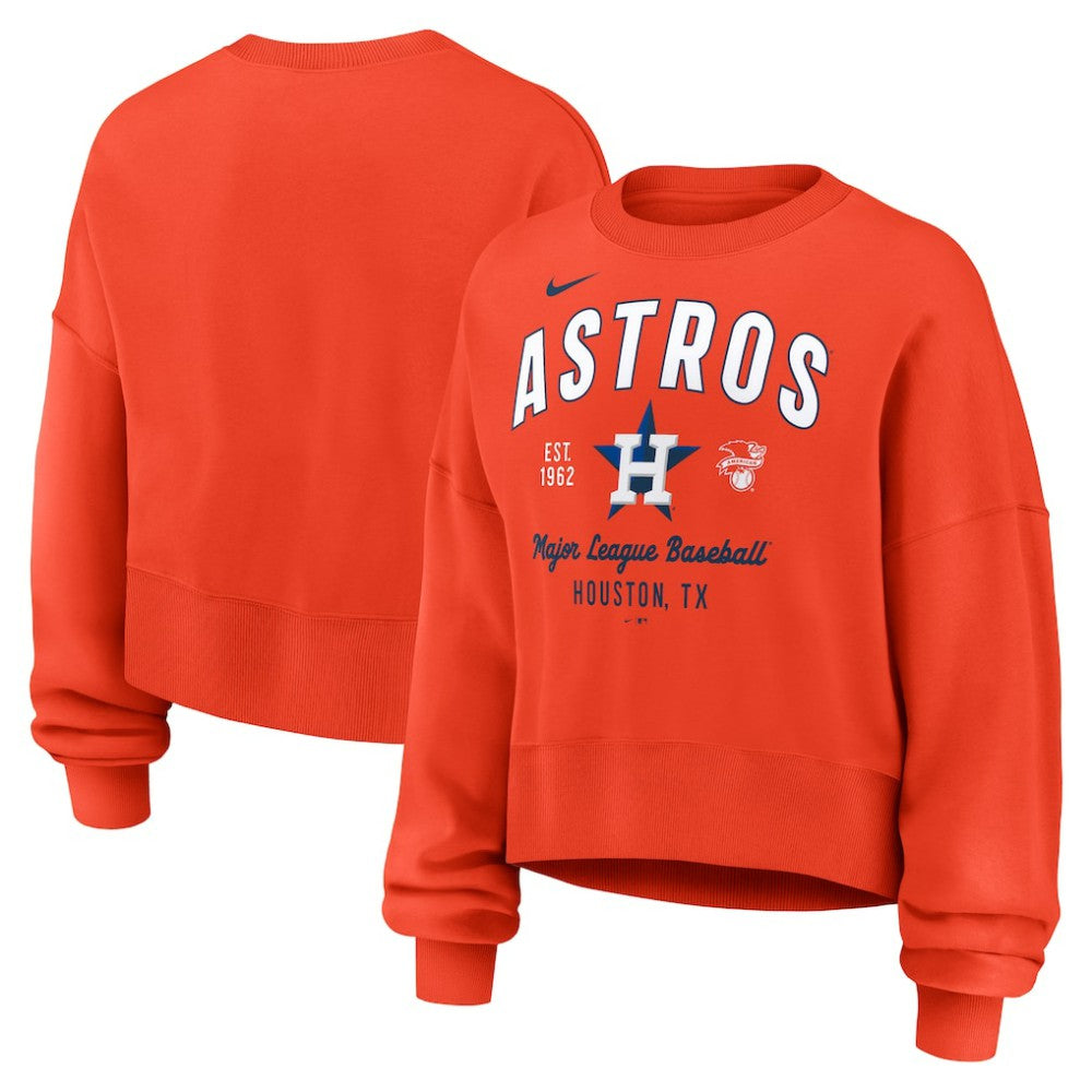 Houston Astros Nike Women's Oversized High Hip Pullover Sweatshirt - Orange - Nike Lifestyle